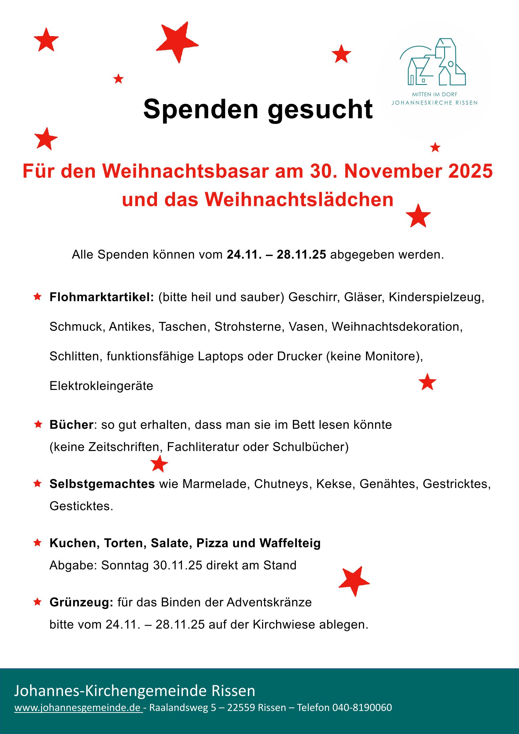 25 11 24 Weihnachtsbasar Spenden